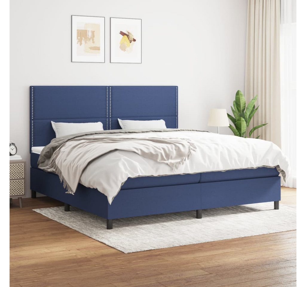 vidaXL Boxspringbett Boxspringbett mit Matratze Blau 200x200 cm Stoff Bett günstig online kaufen