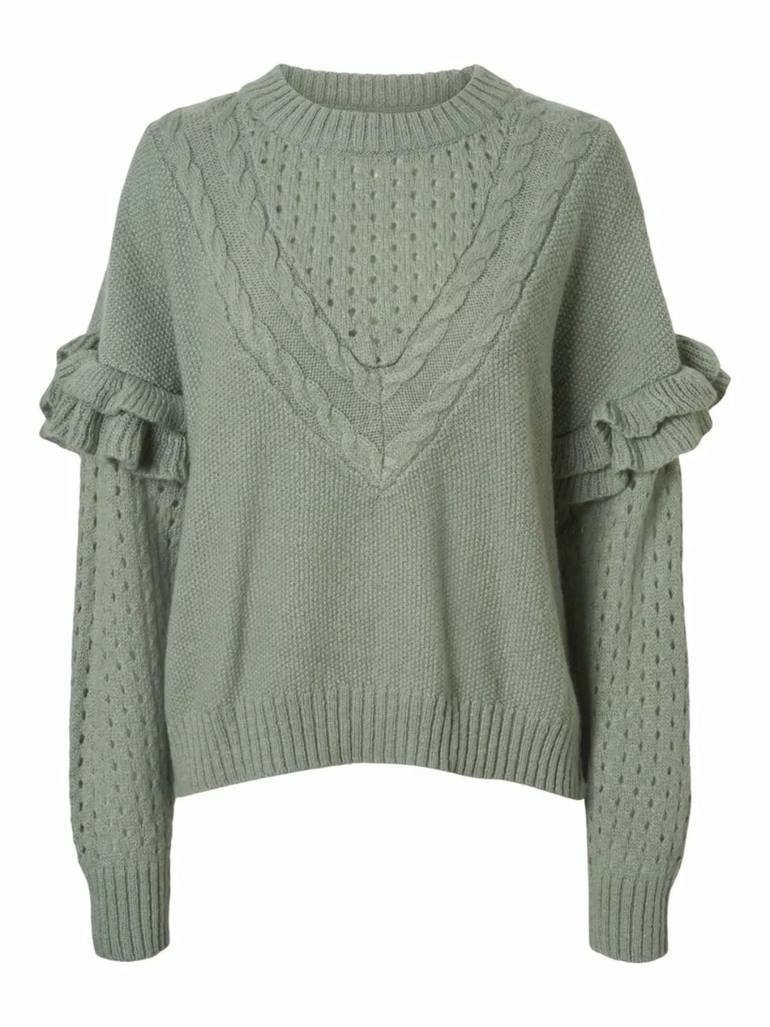 NOISY MAY Rüschendetail Pullover Damen Grün günstig online kaufen