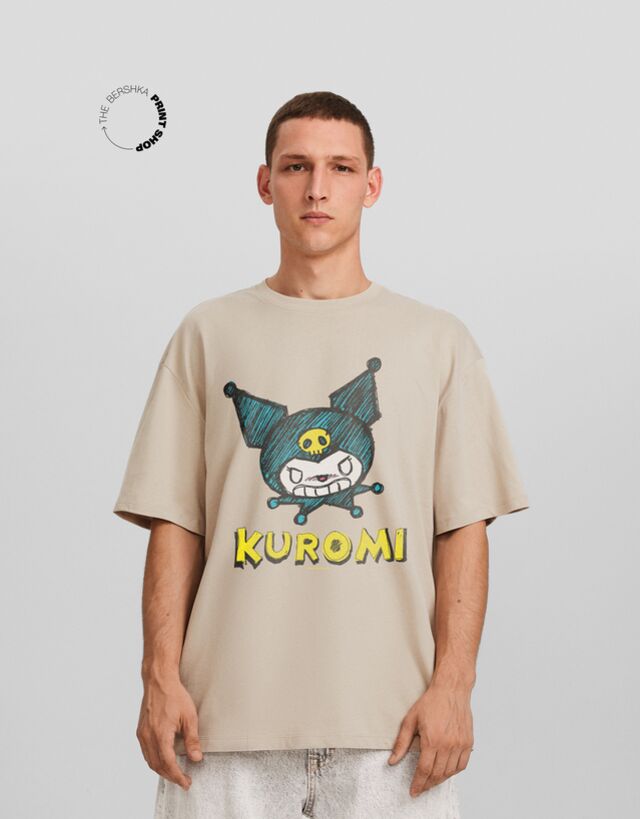 Bershka T-Shirt Kuromi Im Boxy-Fit Mit Print Damen Xxs Camel günstig online kaufen