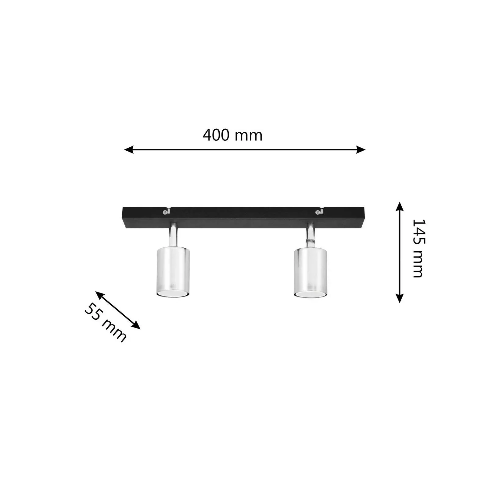 Deckenlampe Tune II, schwarz/chrom, Metall, 2-flammig, E27 günstig online kaufen