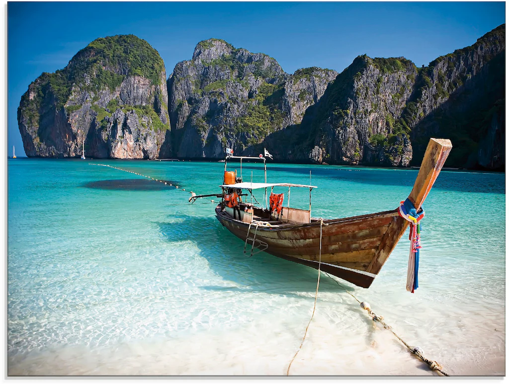 Artland Glasbild "Maya Bay, Koh Phi Phi Leh, Thailand", Boote & Schiffe, (1 günstig online kaufen