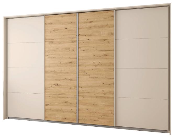 Schwebetürenschrank 4-trg. ca.271x211x62cm Champagner / Artisan Dekor günstig online kaufen