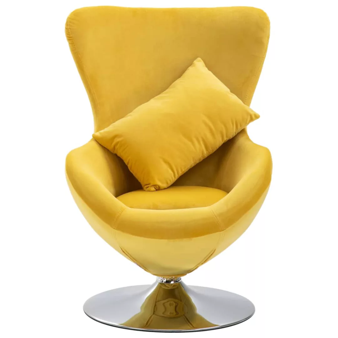 Drehstuhl In Ei-form Mit Kissen Gelb Samt günstig online kaufen
