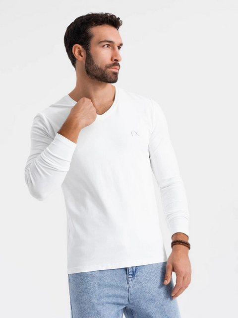 OMBRE Longsleeve Herren V-Ausschnitt SLIM FIT Longsleeve günstig online kaufen