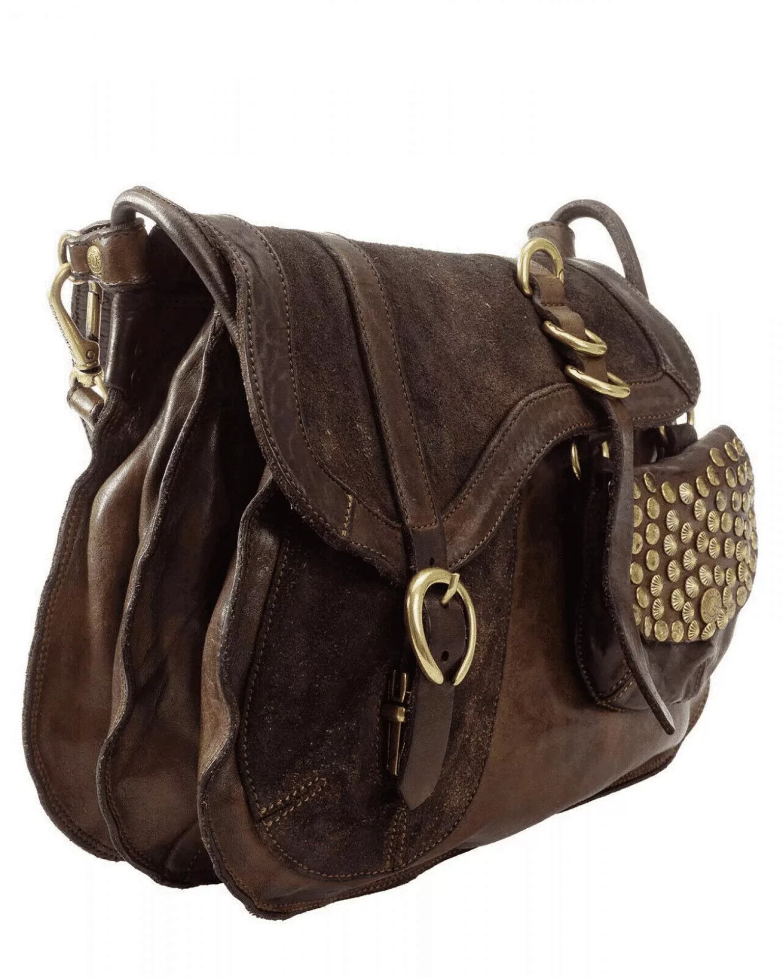 Campomaggi Umhängetasche Shoulder Bag L Wildleder Dunkelbraun günstig online kaufen