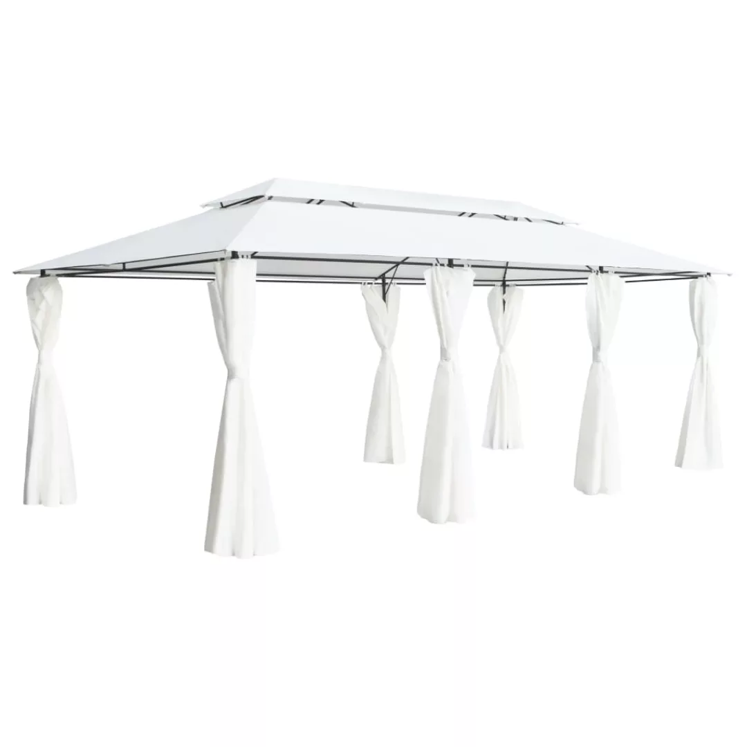 Pavillon Mit Vorhängen 600x298x270 Cm Weiß 180g/mãâ² günstig online kaufen