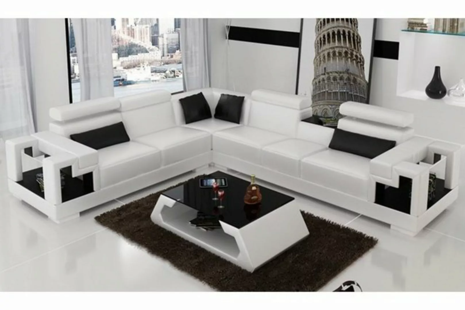 JVmoebel Ecksofa Ecksofa Sofa Couch Polster Wohnlandschaft Leder Eck Sofas günstig online kaufen