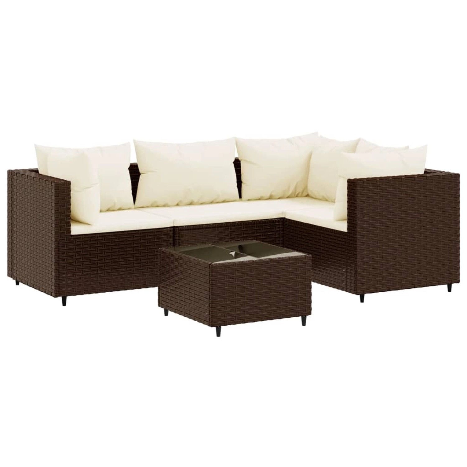 vidaXL 5-tlg Garten-Lounge-Set mit Kissen Braun Poly Rattan Modell 17 günstig online kaufen