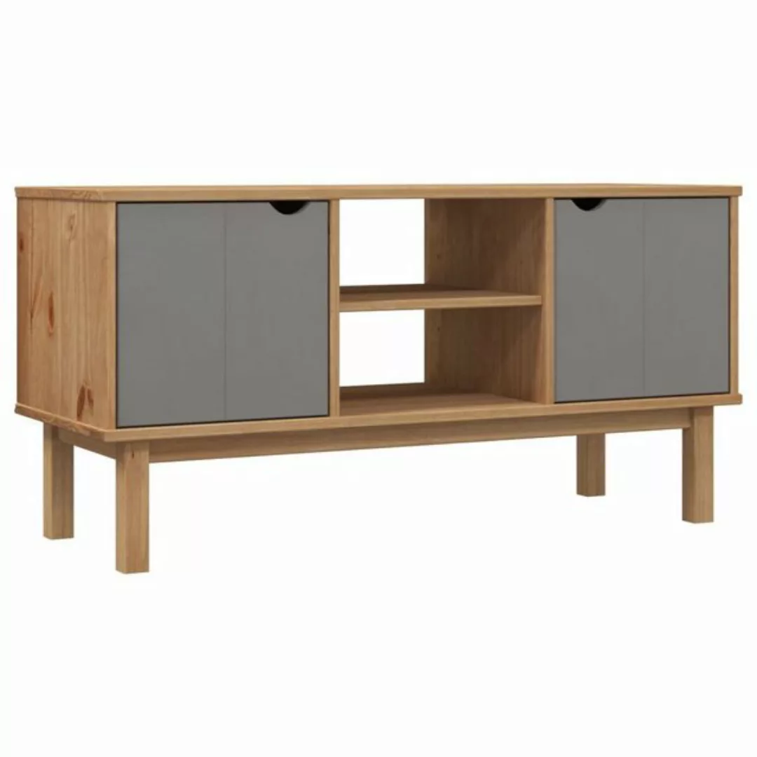 furnicato TV-Schrank OTTA Braun&Grau 113,5x43x57 cm Massivholz Kiefer günstig online kaufen