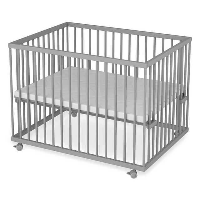 Sämann Babybett Laufgitter 75x100 cm Matratze Basic grau Premium Kollektion günstig online kaufen