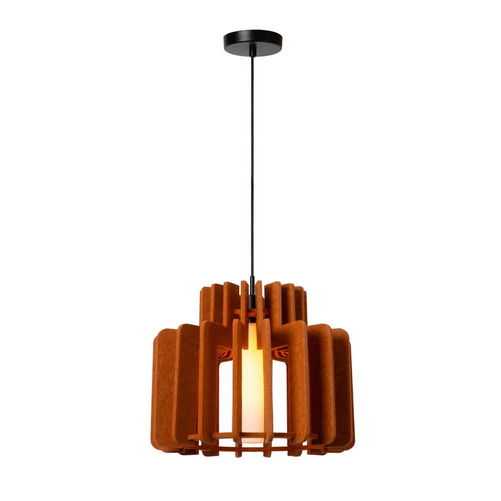 Pendelleuchte Rollo in Terracotta und Weiß E27 400mm günstig online kaufen