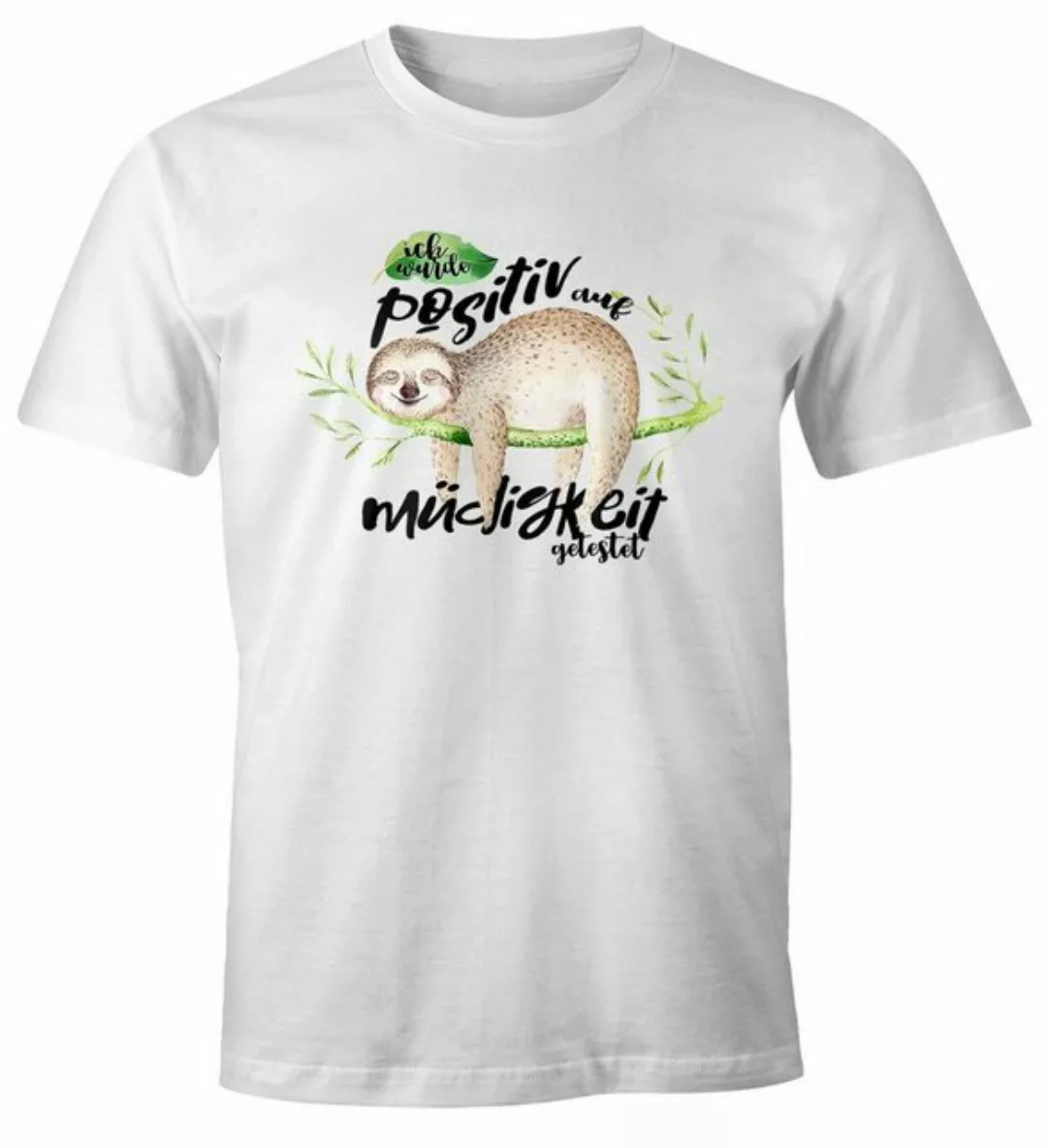 MoonWorks Print-Shirt Herren T-Shirt Faultier Ich wurde positiv auf Müdigke günstig online kaufen