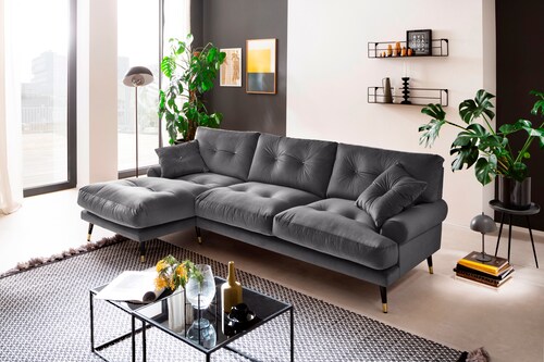 Trends by HG Ecksofa Samir L-Form, mit Strasssteinen und goldfarben Applika günstig online kaufen