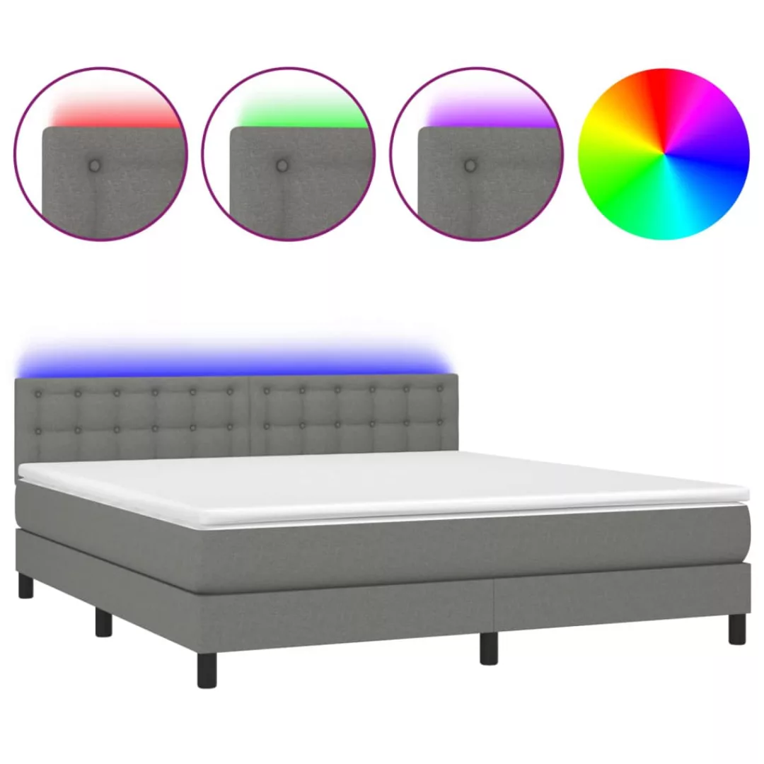 Vidaxl Boxspringbett Mit Matratze & Led Dunkelgrau 160x200 Cm Stoff günstig online kaufen
