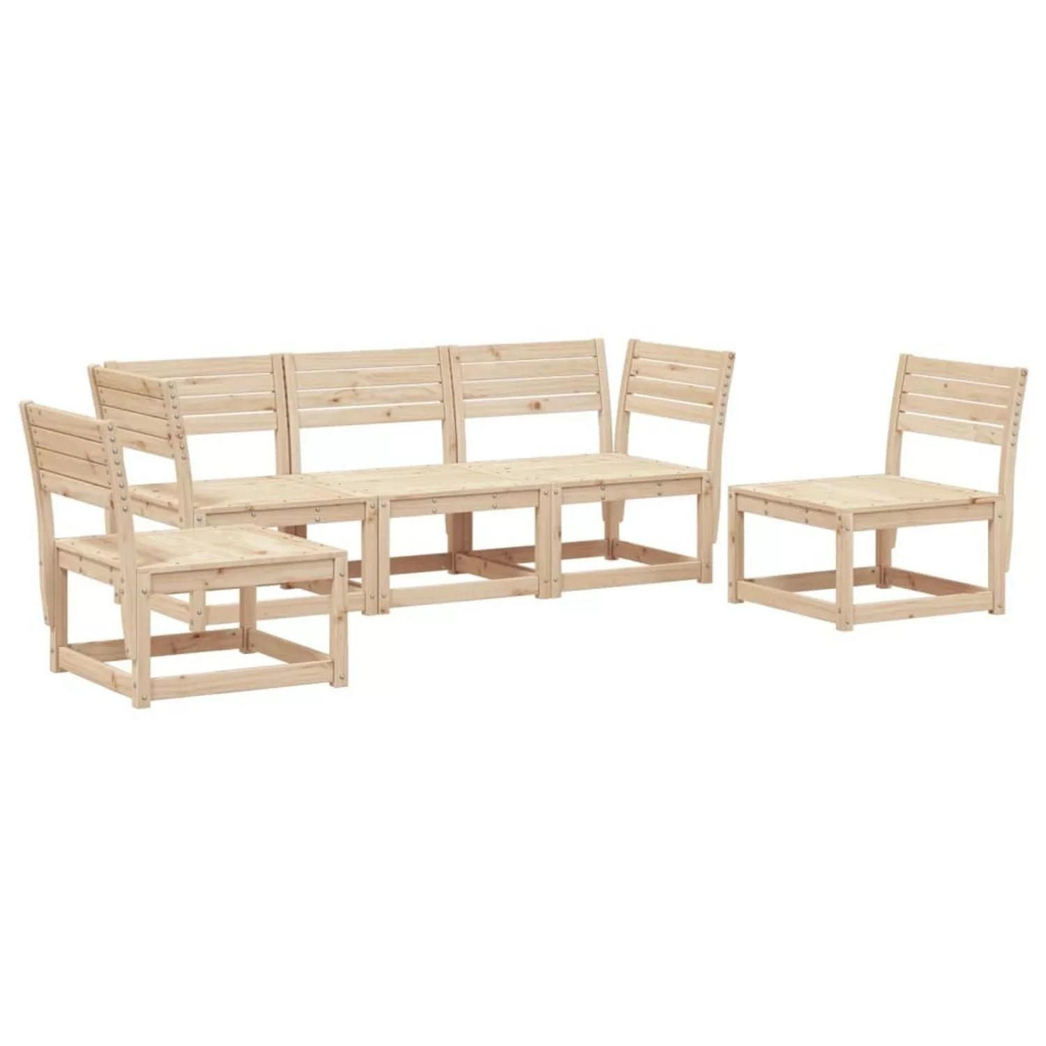 vidaXL 5-tlg Garten-Sofagarnitur Massivholz Kiefer Modell 1 günstig online kaufen