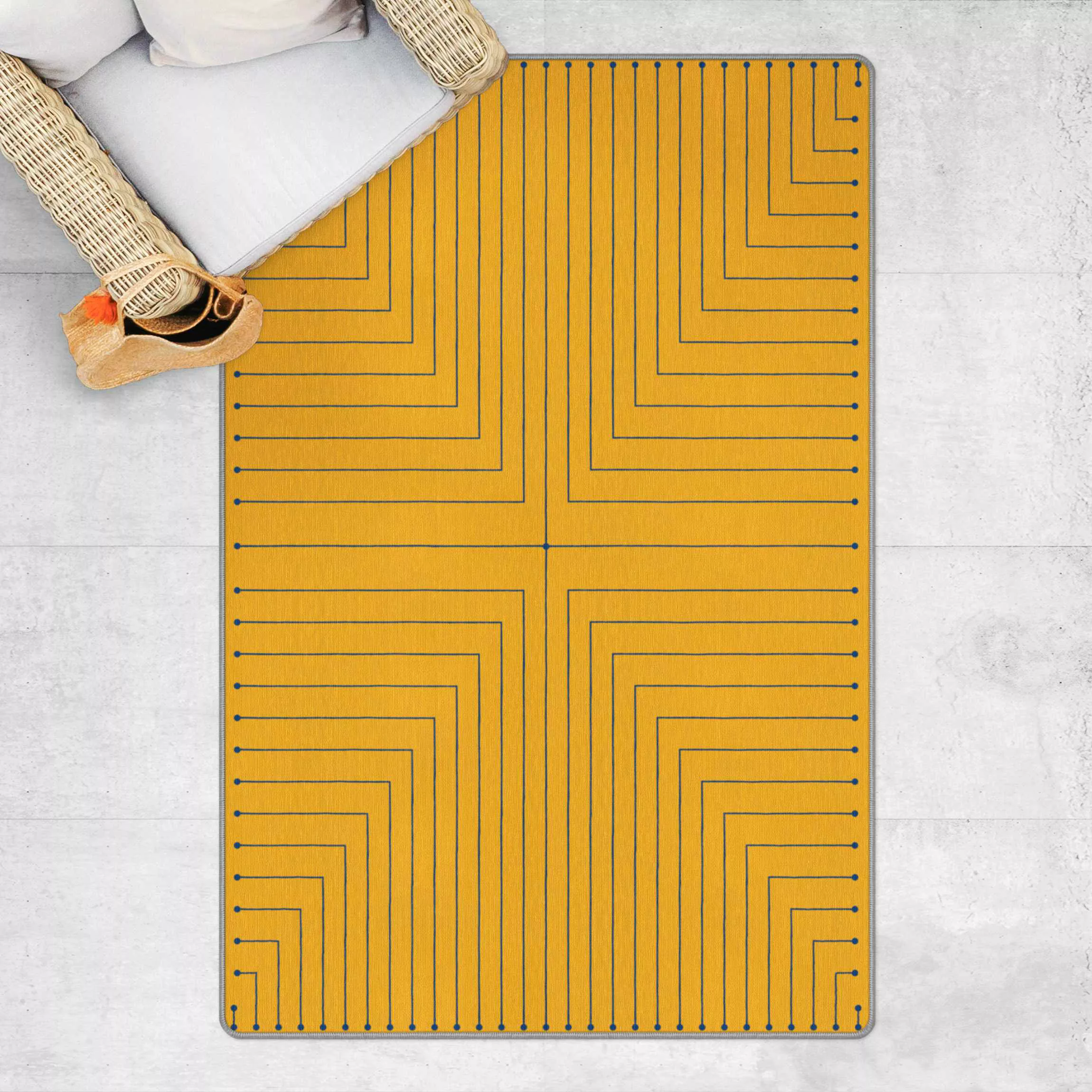 Teppich Geometrische Ecken gelb günstig online kaufen