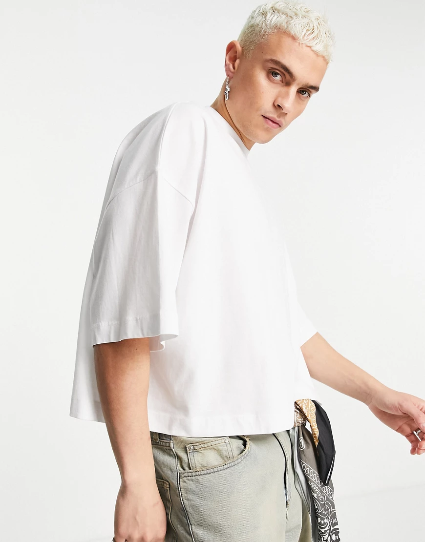 ASOS DESIGN – Extremes, kurz geschnittenes Oversize-T-Shirt aus weißem, sch günstig online kaufen