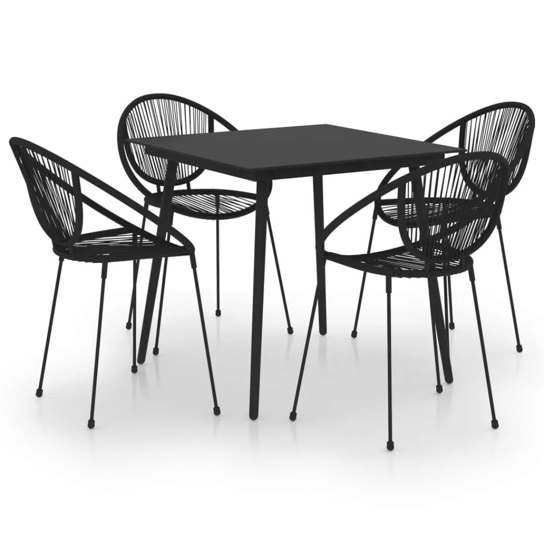 5-tlg. Garten-essgruppe Pvc Rattan Schwarz günstig online kaufen