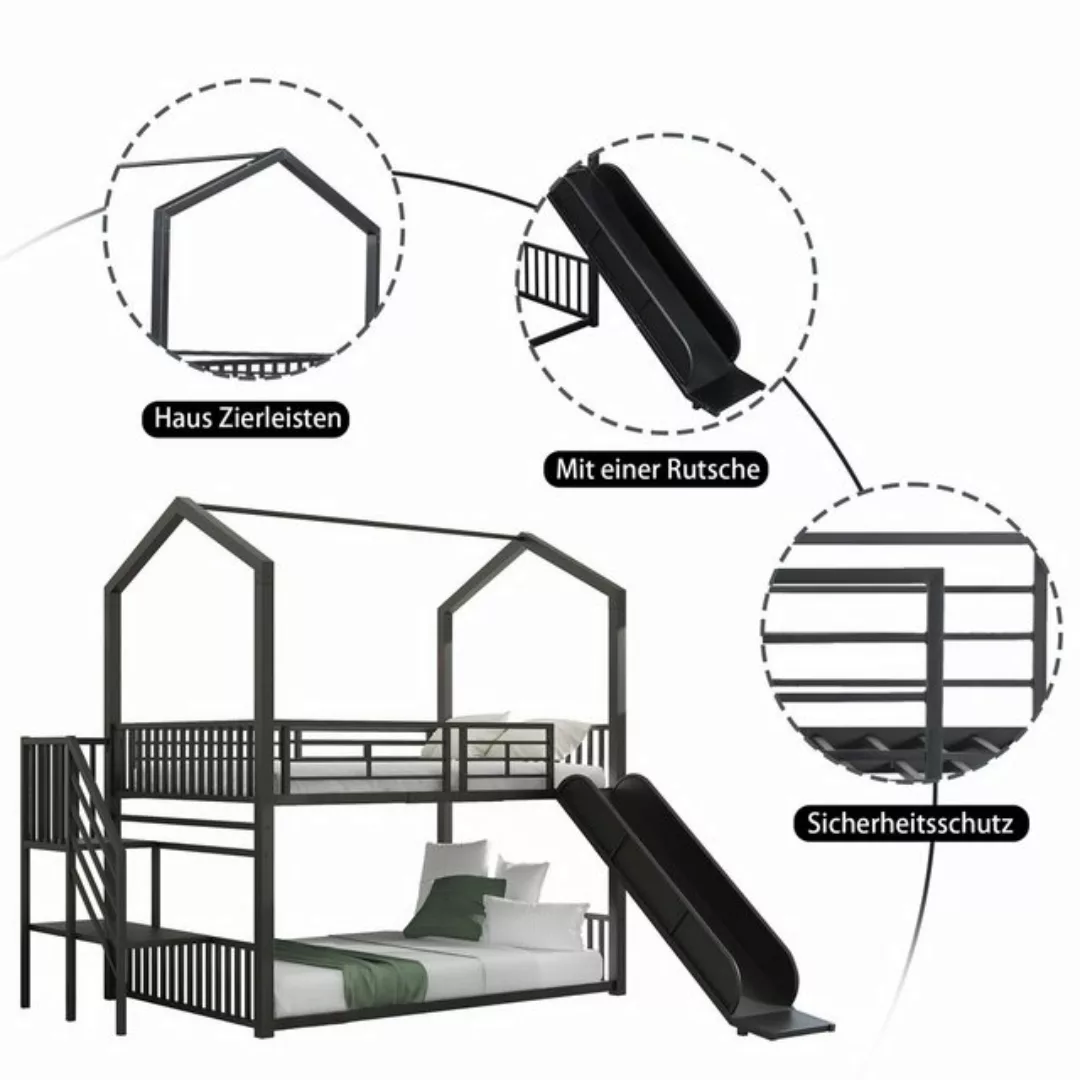 Flieks Etagenbett, Kinderbett Metallbett 140x200cm mit oberem Lattenrost un günstig online kaufen