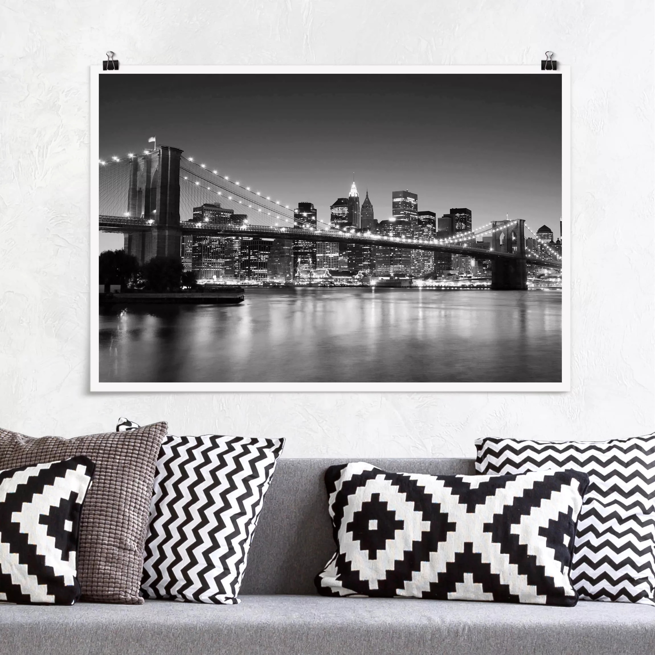 Poster Architektur & Skyline - Querformat Brooklyn Brücke in New York II günstig online kaufen