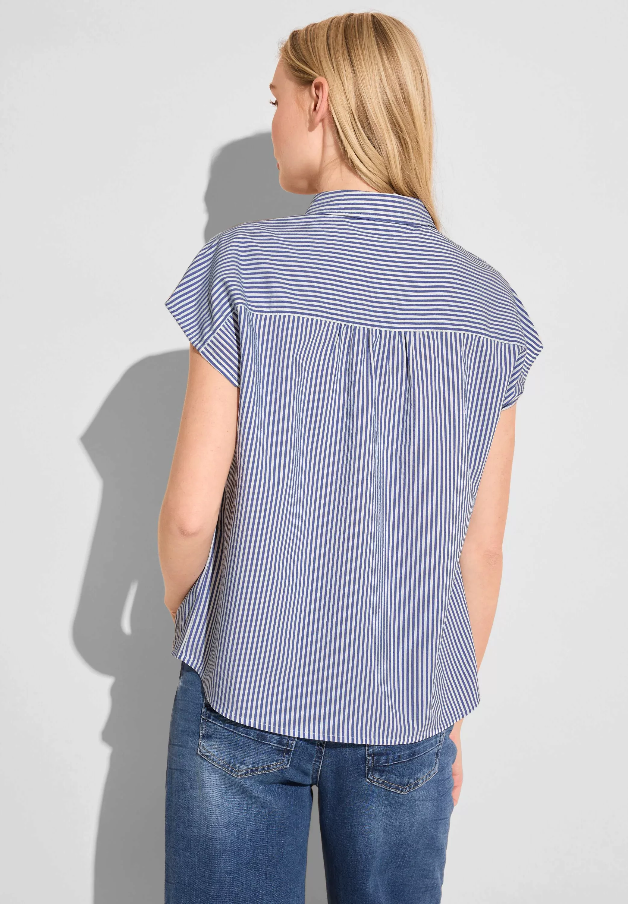 STREET ONE Blusenshirt LTD QR striped shirtcollar blo, original blue günstig online kaufen