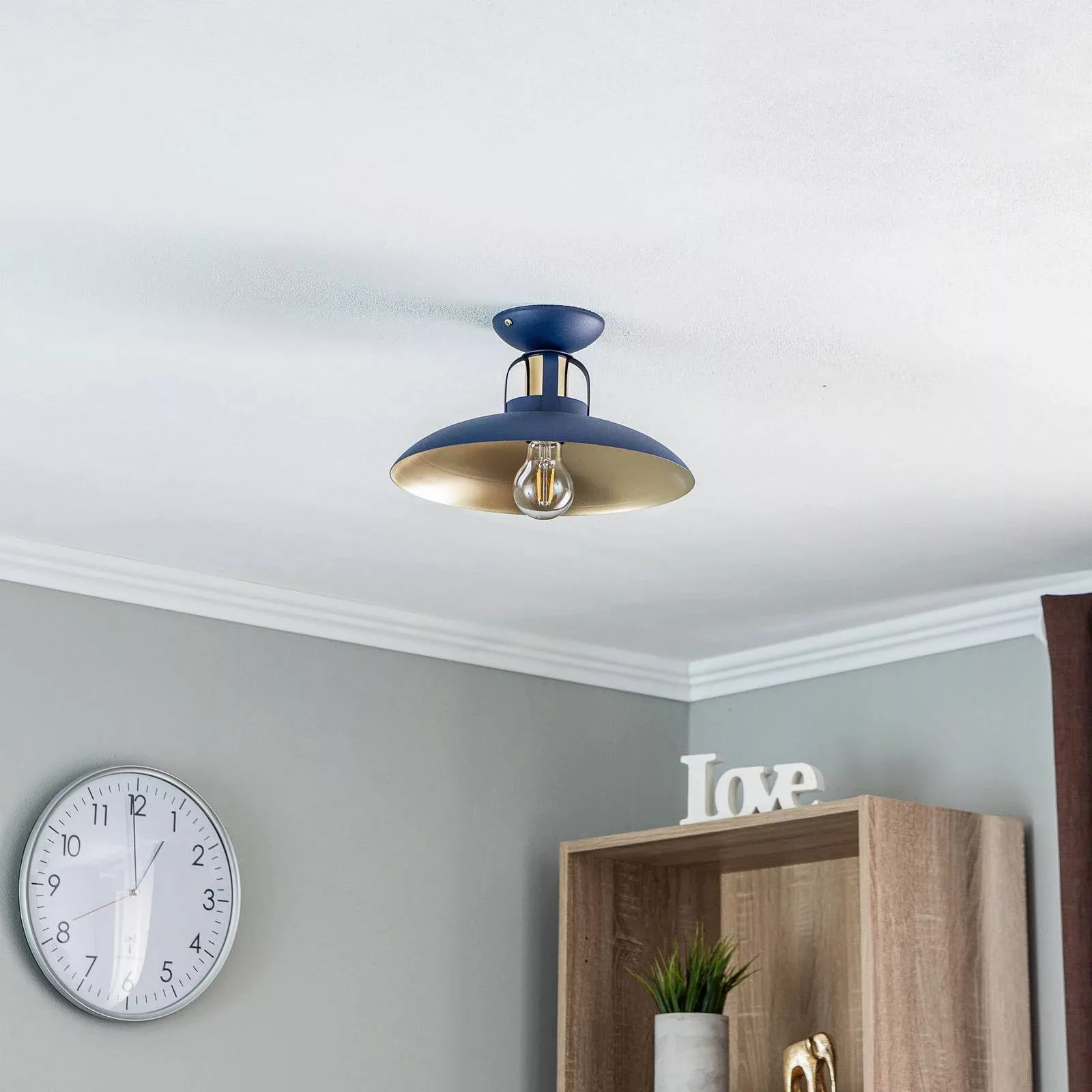 Deckenlampe Felix, blau/gold günstig online kaufen