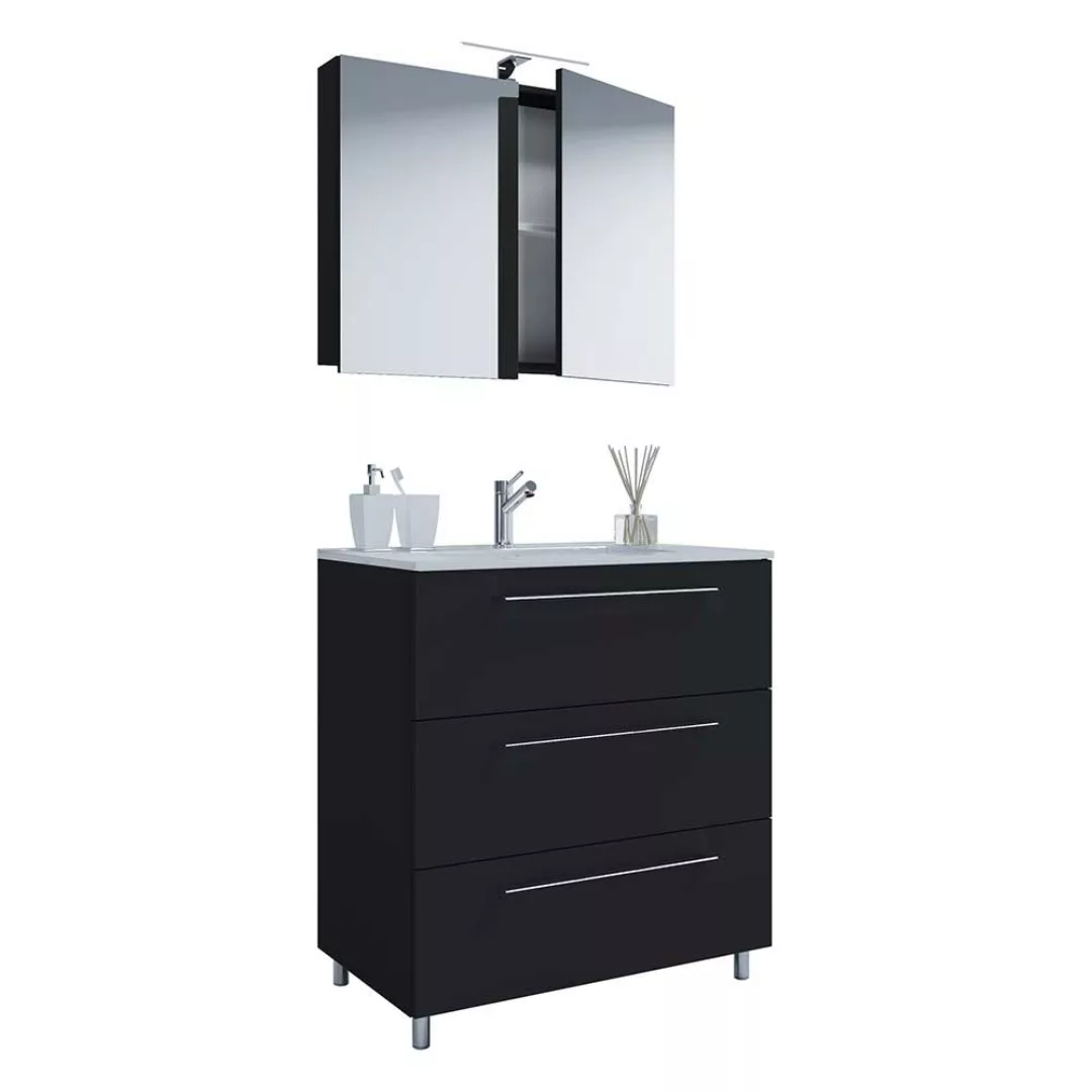 Waschplatz mit Schubladen in Schwarz modernes Design (zweiteilig) günstig online kaufen