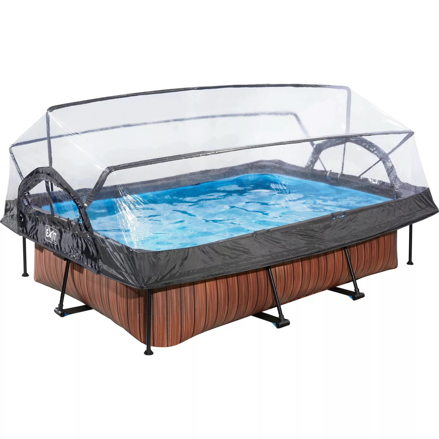 EXIT Wood Pool Braun 220 x 150 x 65 cm m. Filterpumpe u. Abdeckung günstig online kaufen