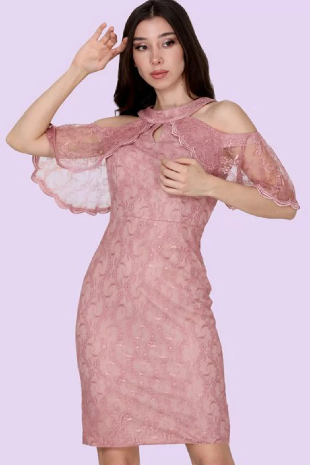 Modabout Abendkleid Damen Abendkleid Midikleid mit Spitzendetails - NELB058 günstig online kaufen