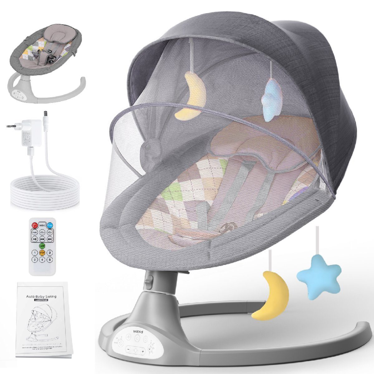 Insma Babywippe, elektrisch Babyschaukel bluetooth Musik günstig online kaufen