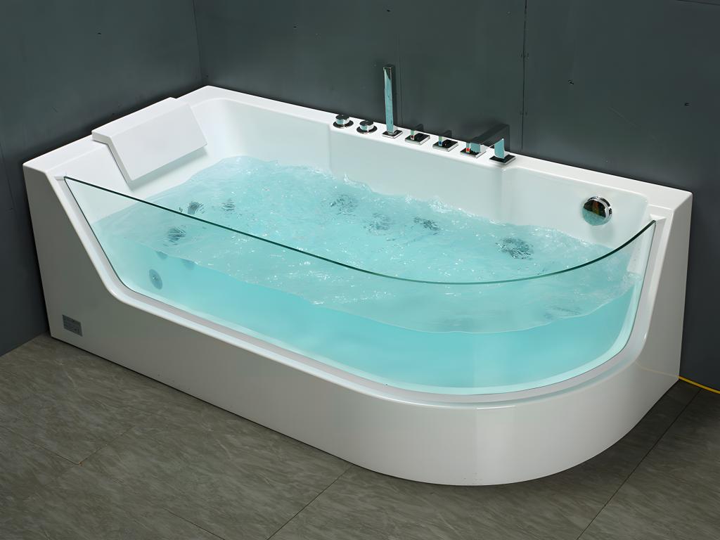 Whirlpool Eckwanne mit Hydromassage - 1 Person - 263 L - Ecke Links - Weiß günstig online kaufen