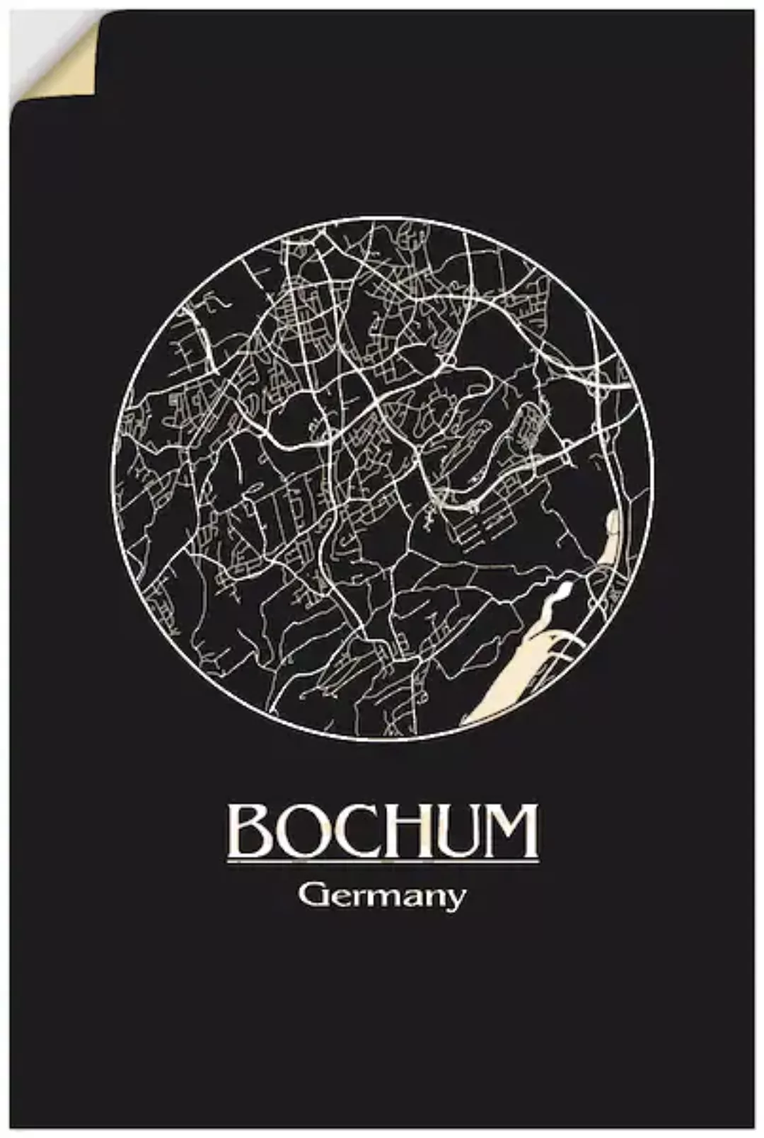 Artland Wandfolie »Retro Karte Bochum Deutschland Kreis«, Deutschland, (1 S günstig online kaufen