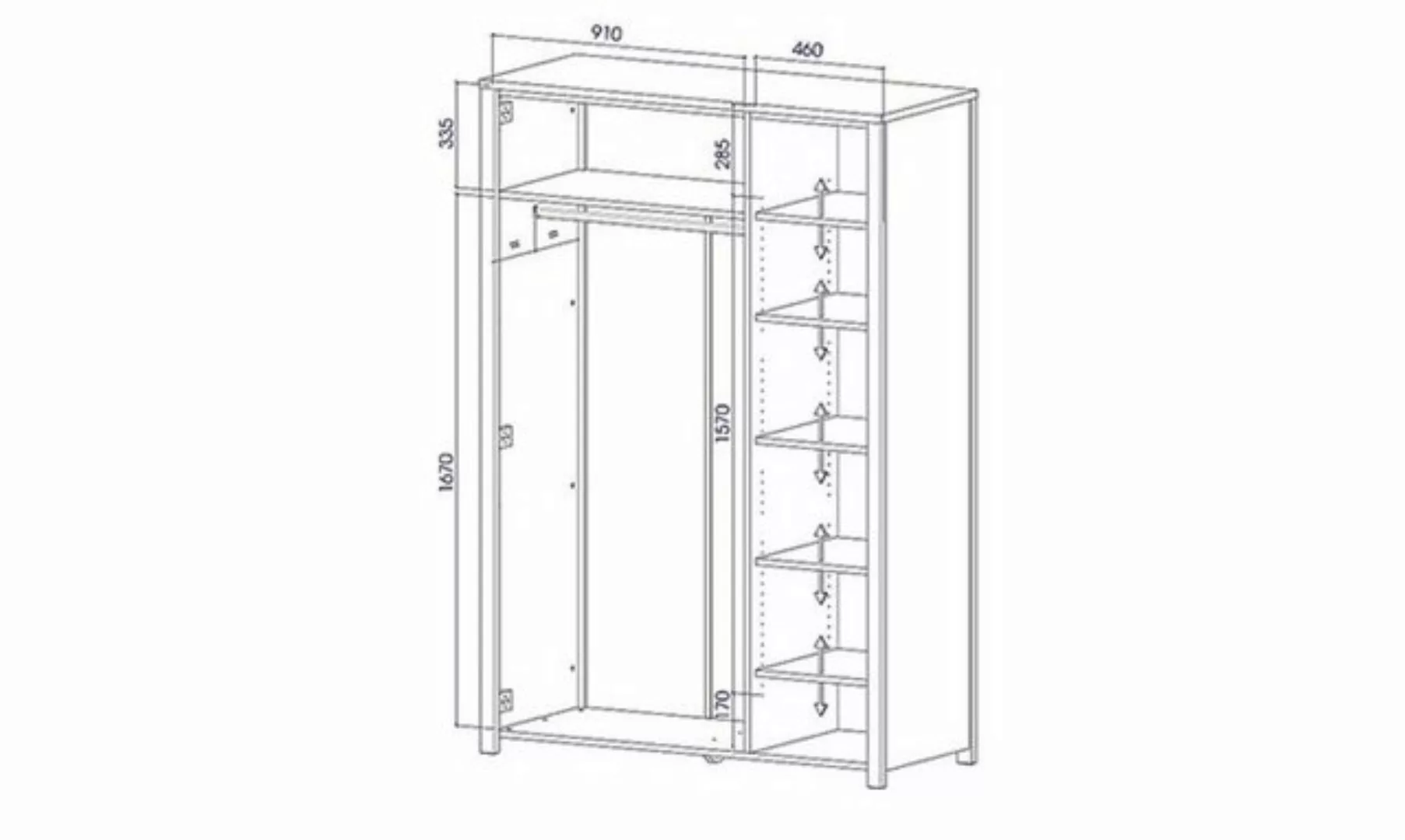 Natur24 Kleiderschrank Kleiderschrank Tinci Wildeiche 145x60x212 mit 3 Türe günstig online kaufen