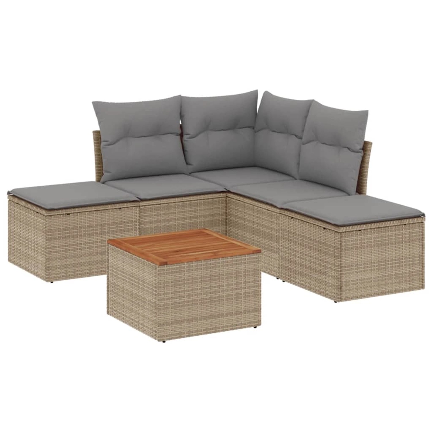 vidaXL 6-Tlg Garten-Sofagarnitur mit Kissen Beige Poly Rattan 3256003 günstig online kaufen