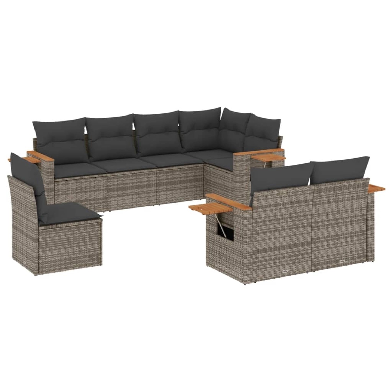 vidaXL 8-Tlg Garten-Sofagarnitur mit Kissen Grau Poly Rattan 3227005 günstig online kaufen