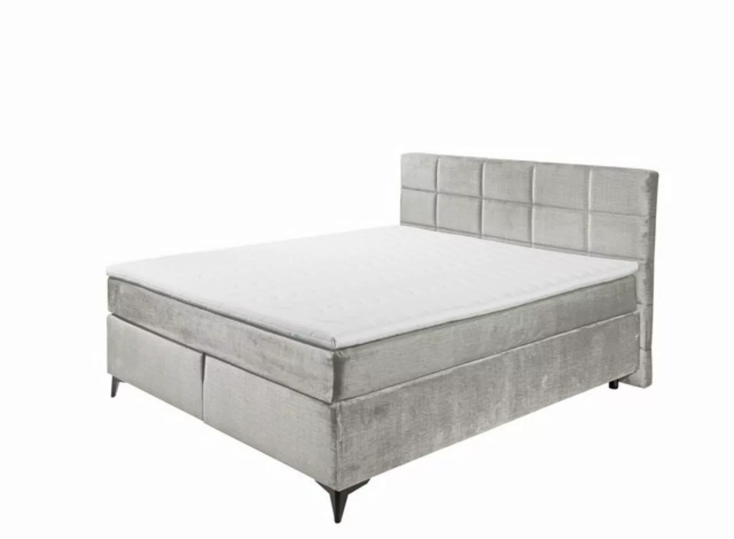 freiraum Boxspringbett NAVARRA 180, 7-Zonen, 4cm Topper, silber, Liegefl. 1 günstig online kaufen