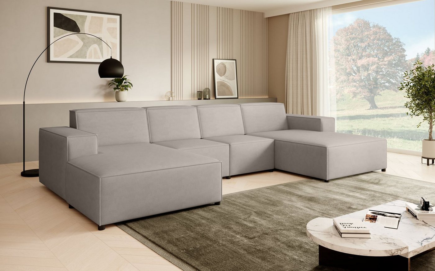 Beautysofa Ecksofa PEDRO U, Freistehendes Möbel, breite Ottomane, modernes günstig online kaufen