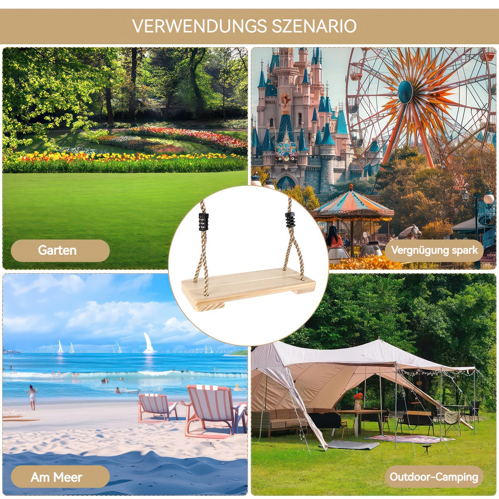 BlingBin Schaukelsitz Holz Garten schaukel mit günstig online kaufen