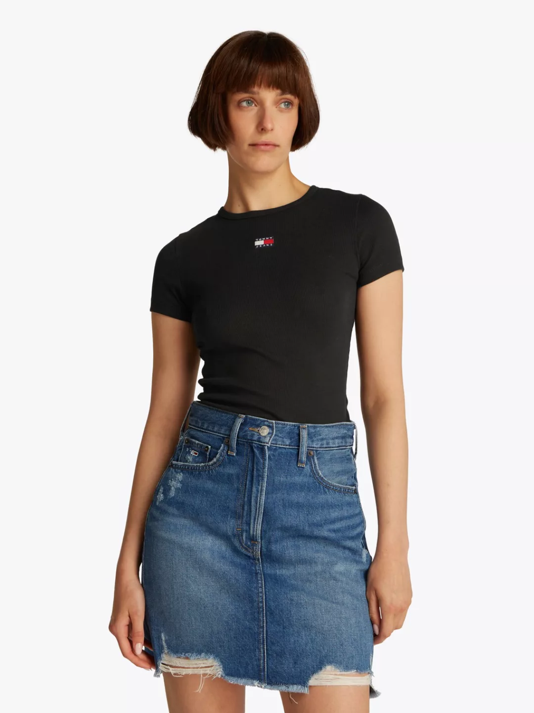 Tommy Jeans T-Shirt "TJW SLIM BADGE RIB TEE", in Rippoptik günstig online kaufen