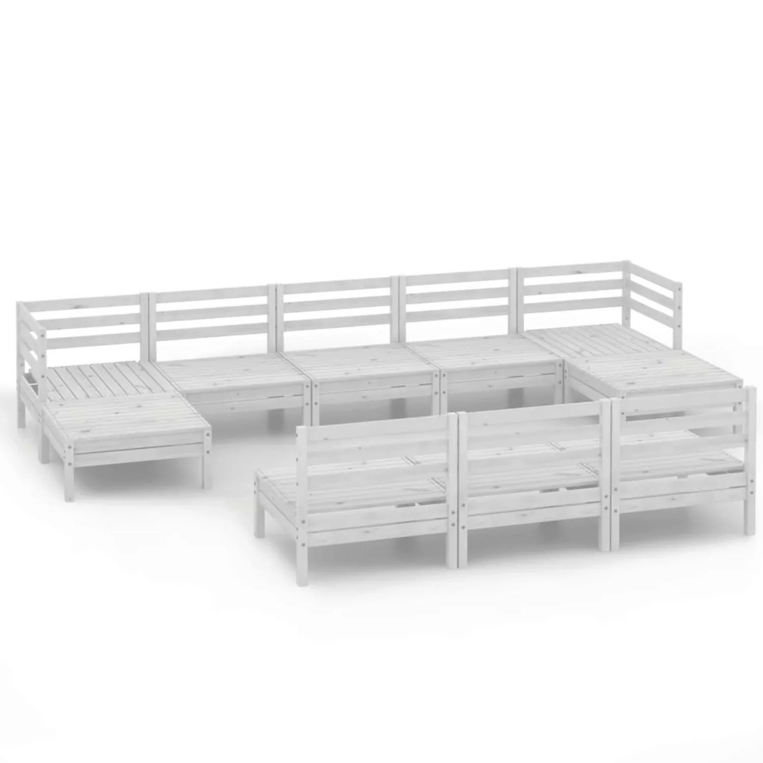 10-tlg. Garten-lounge-set Weiß Kiefer Massivholz günstig online kaufen