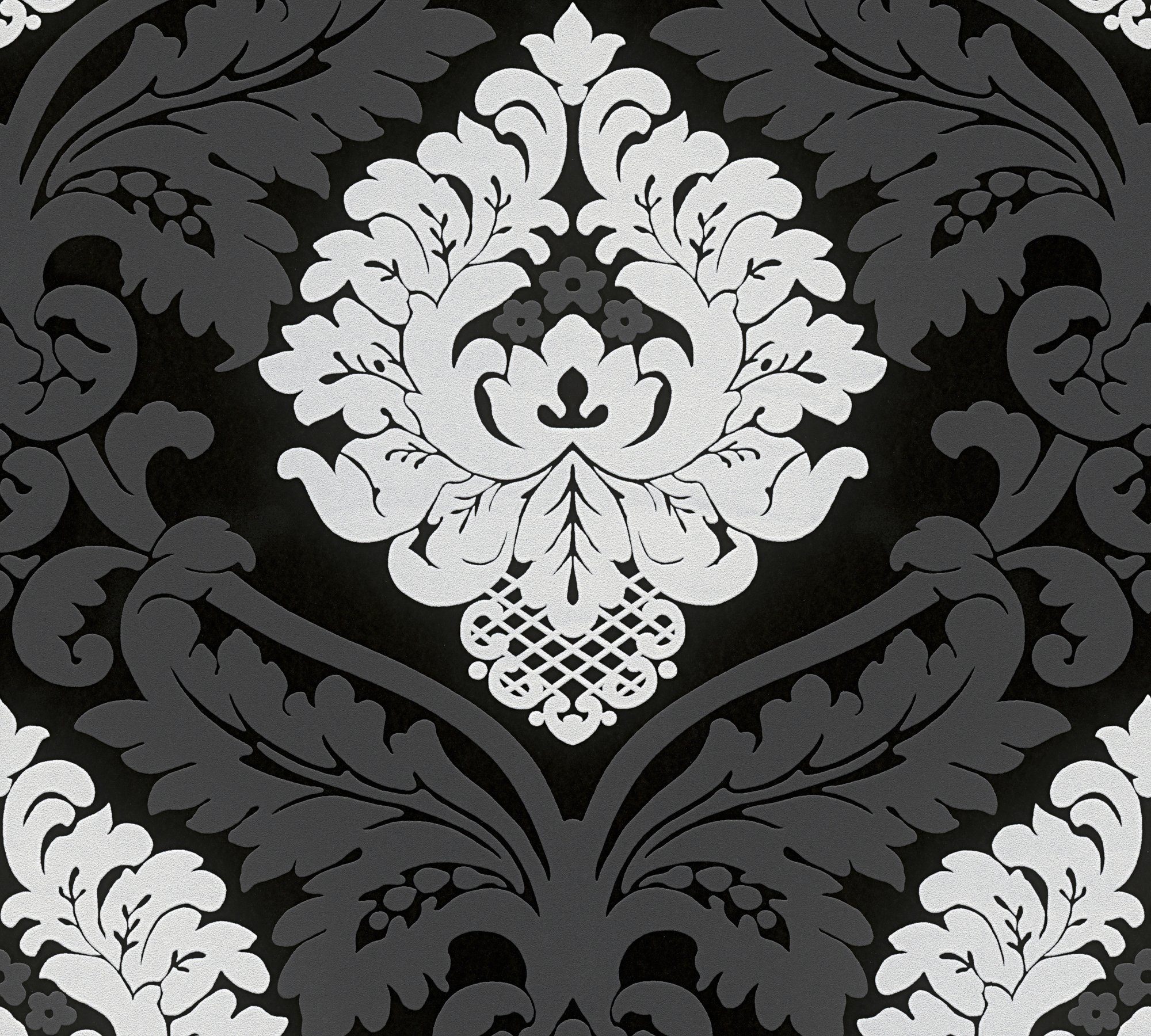 Bricoflor Neobarock Tapete Schwarz Weiß Grau Edle Vliestapete mit Ornament günstig online kaufen