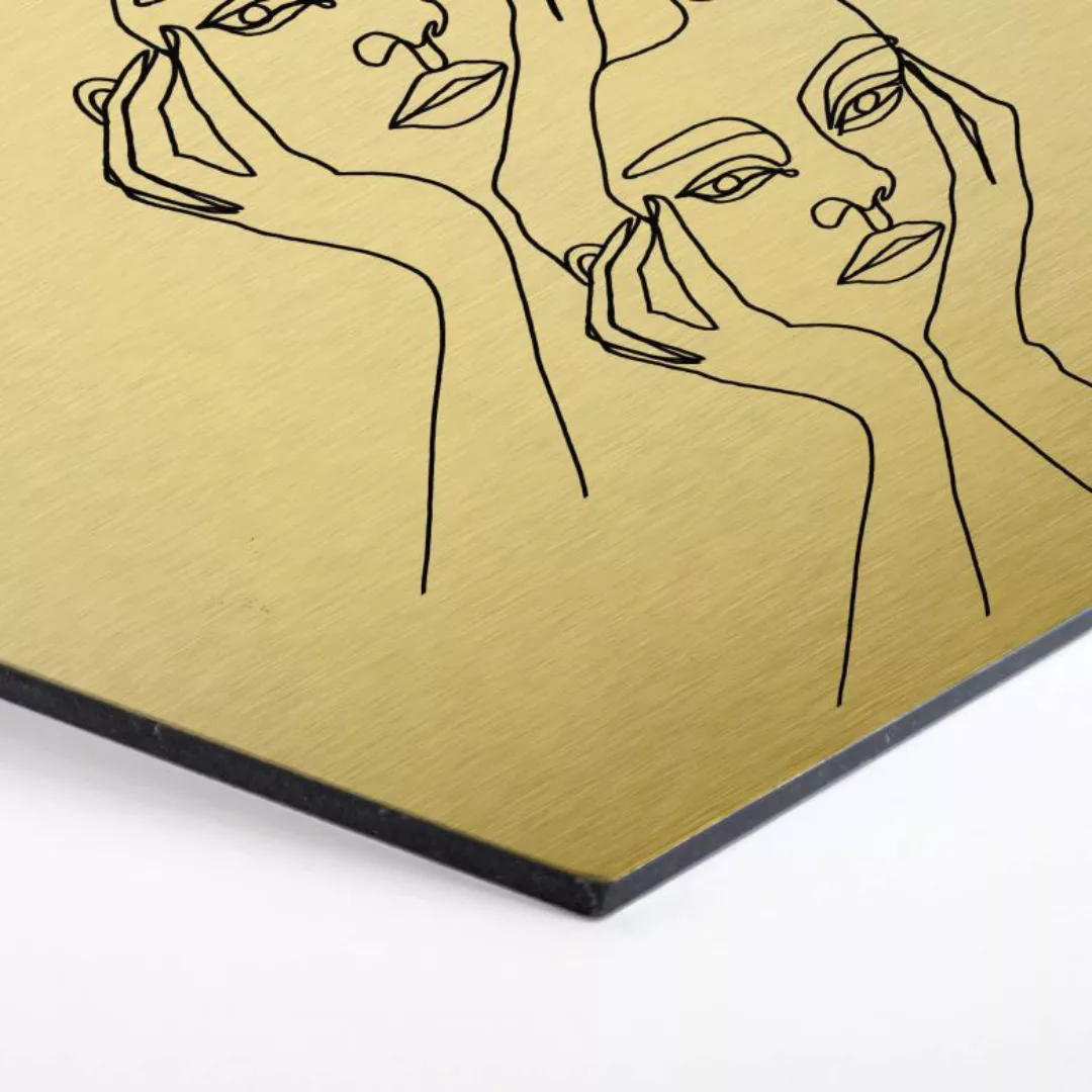 Wall-Art Metallbild »Linework Wanddeko Gold abstrakt«, Grundriss, (1 St.), günstig online kaufen