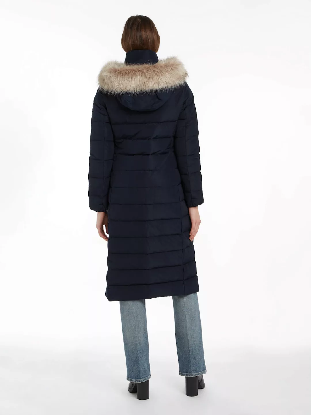 Tommy Hilfiger Steppmantel HERITAGE DOWN TYRA MAXI WITH FUR mit Logopatch günstig online kaufen