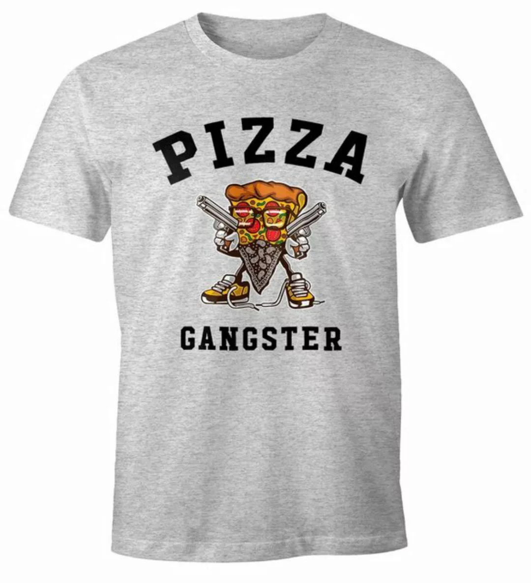 Print-Shirt Pizza Gangster Herren T-Shirt Fun-Shirt Moonworks® mit Print günstig online kaufen