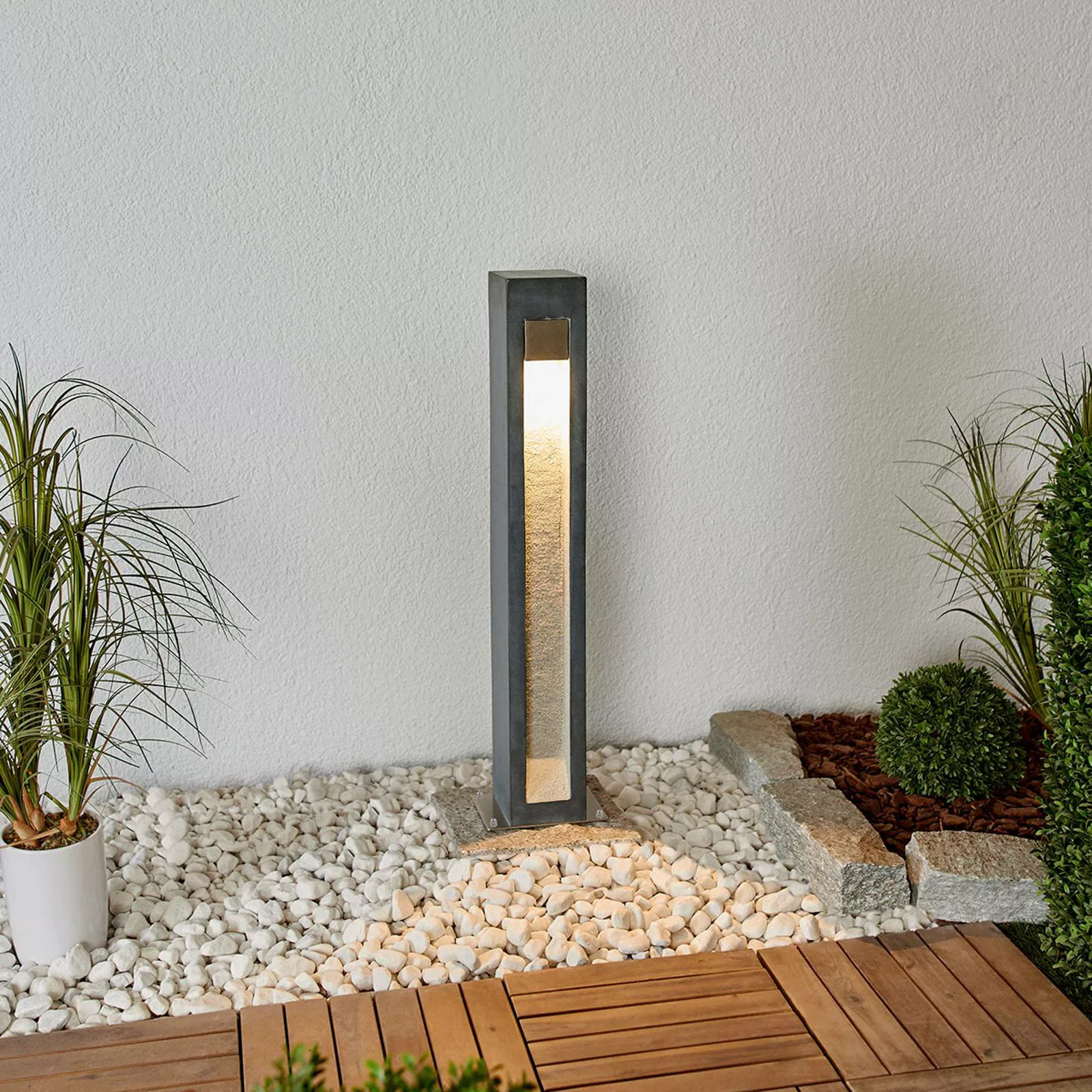 LED-Pollerleuchte Adejan, Basaltstein, V4A, 70 cm günstig online kaufen