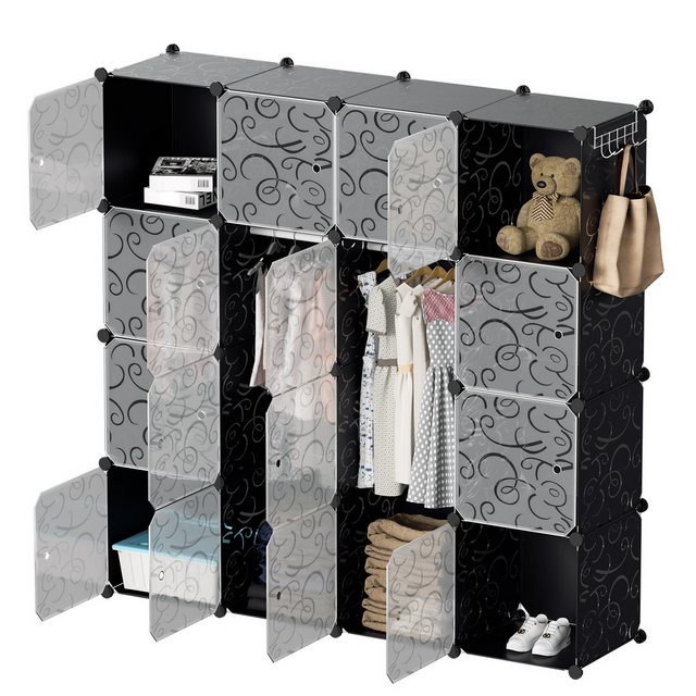 Gimisgu Kleiderschrank DIY Steckregal Set Regalsystem Kombischrank PP-Platt günstig online kaufen