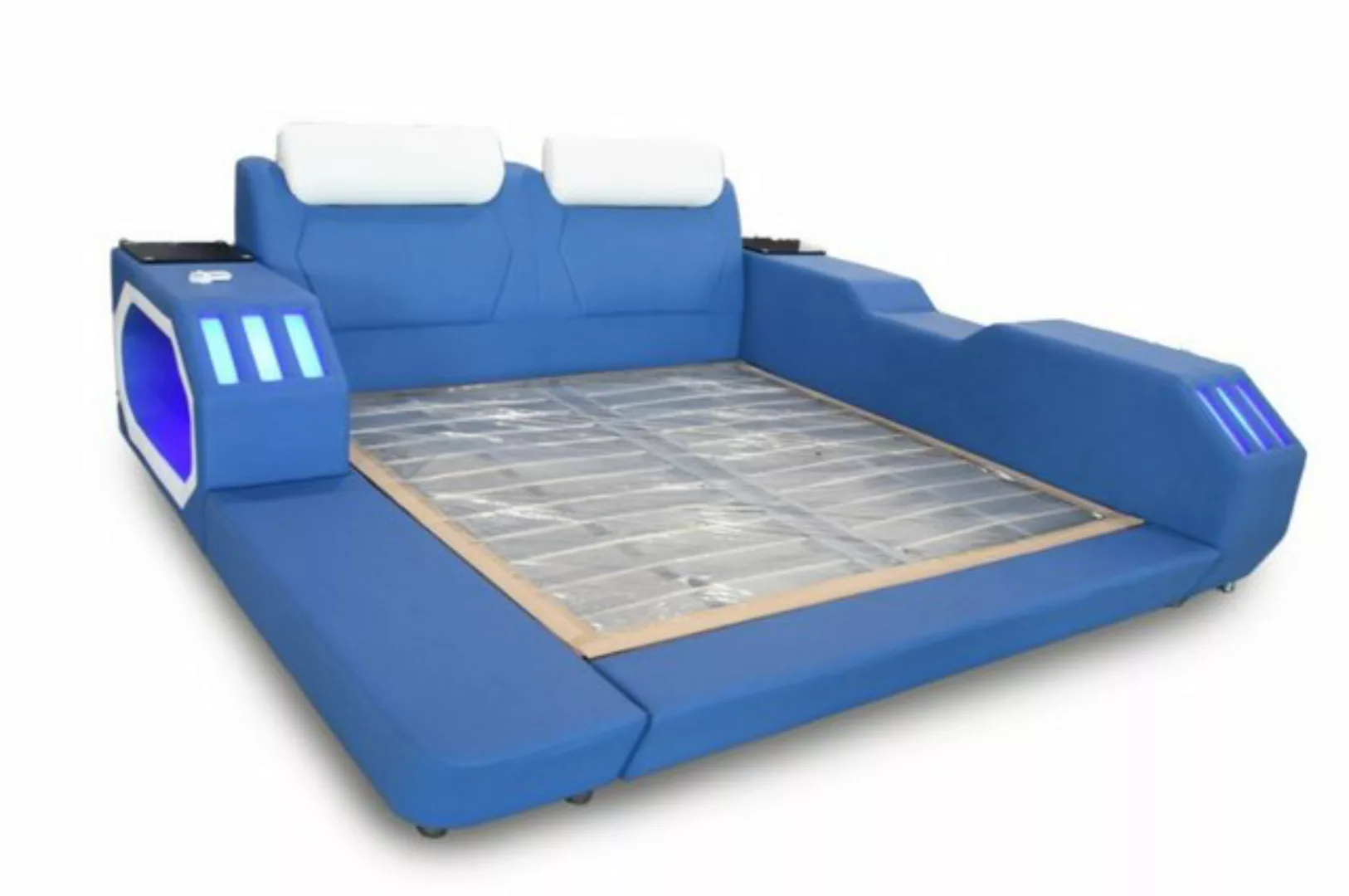 JVmoebel Multimediabett Multifunktion Betten Led Luxus Design Blaues Bett H günstig online kaufen