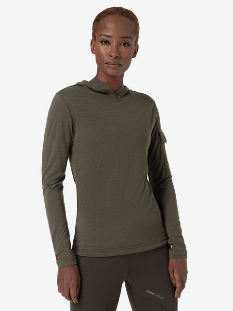 SUPER.NATURAL Hoodie für Damen, Merino, weich RELAX LIGHT POCKET Armtasche günstig online kaufen