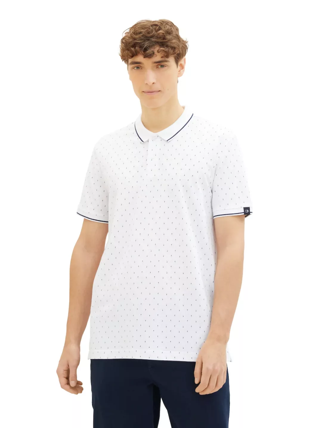 TOM TAILOR Denim Poloshirt mit Minimal-Print und aus reiner Baumwolle günstig online kaufen