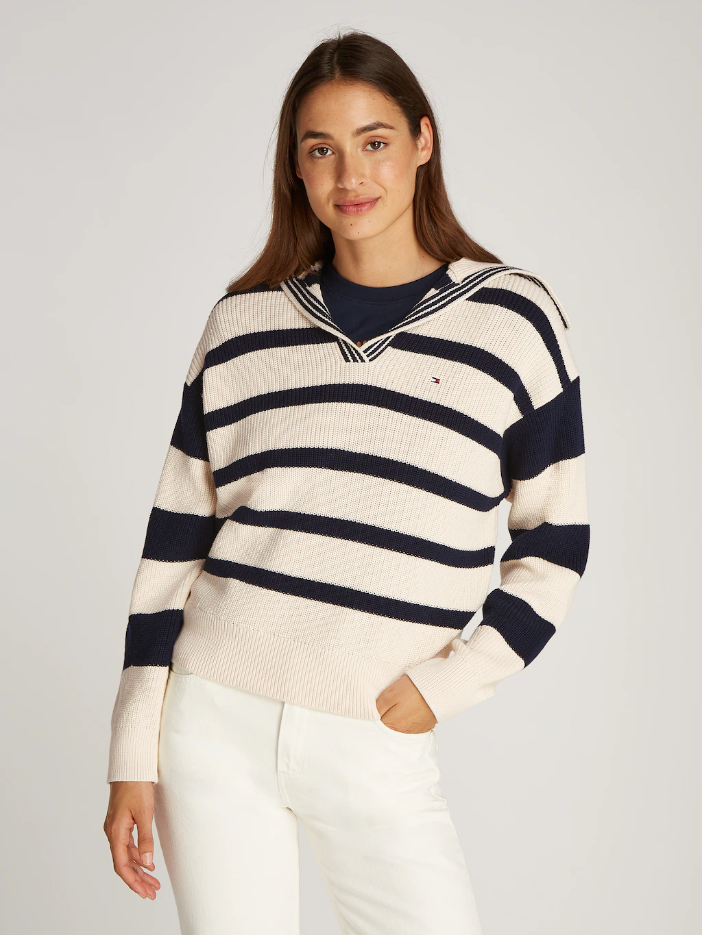 Tommy Hilfiger Polokragenpullover "CO CARDI STITCH OPEN POLO SWT LS", mit P günstig online kaufen